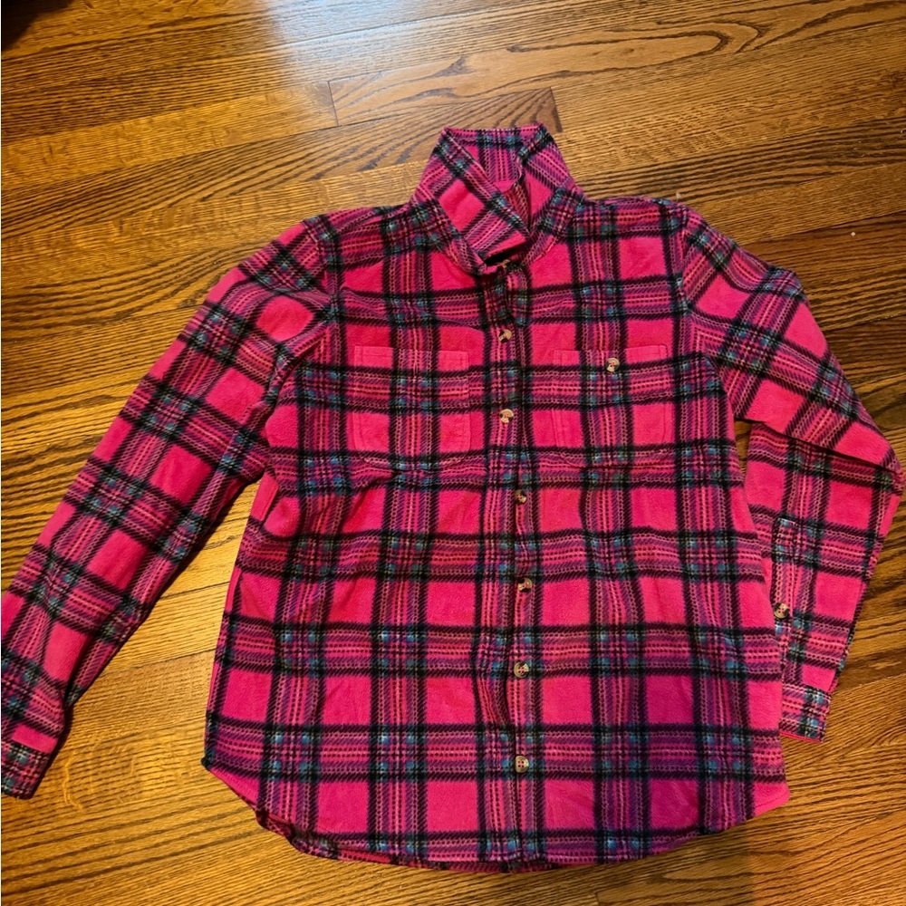 Time and Tru Fuchsia and Black Plaid Shirt